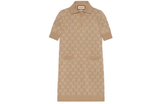 Платье с короткими рукавами женское бежевое Gucci