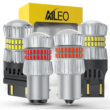AILEO 2 шт. 6000K P21W LED P21/5W 1157 W21W 7443 W21/5W 3156 Лампы заднего хода с линзой Тормозной задний фонарь поворота 5014SMD Сигнальная лампа 12 В