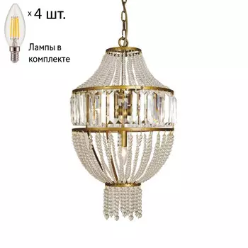 Подвесная люстра с лампочками Favourite Ancient 1086-4P+Lamps E14 Свеча