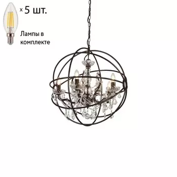 Подвесная люстра с лампочками Favourite Orbit 1834-5P+Lamps E14 Свеча