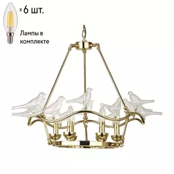 Подвесная люстра с лампочками Favourite Pajaritos 1750-6P+Lamps E14 Свеча