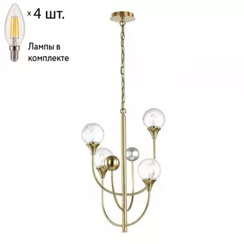 Подвесная люстра с лампочками Odeon Light Kelli 4785/4+Lamps E14 Свеча