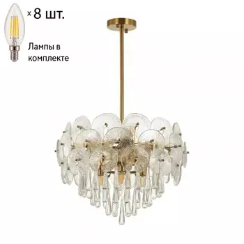 Подвесная люстра с лампочками Odeon Light Semura 4984/8+Lamps E14 Свеча