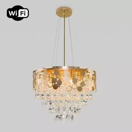 Подвесная люстра с управлением по Wi-Fi Eurosvet Lianna 10123/8 золото/прозрачный хрусталь Strotskis Smart (10114/8) (a054123)