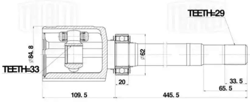 GO 1453 ШРУС для а/м Nissan Qashqai (06-)/X-Trail T31 (07-) 2.0i MT 4WD (внутр TRIALLI