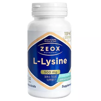 L-Лизин моногидрохлорид 500 мг (L-Lysine HCL 500mg), таблетки, 60 шт, Zeox Nutrition