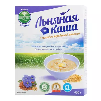 Льняная каша "Алфит Плюс", "Диета" с мукой из зародышей пшеницы, 400 г, Алфит Плюс