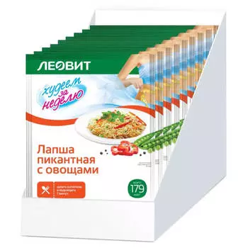 Лапша пикантная с овощами Худеем за неделю, 12 шт по 40 г, ЛЕОВИТ
