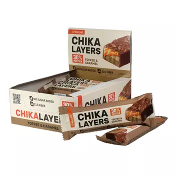 LAYERS Батончик протеиновый глазированный "CHIKALAB" Соленая карамель и арахис 60 г, 12 шт.