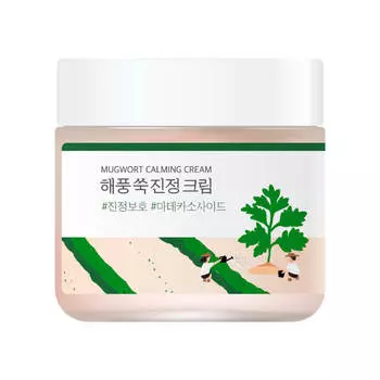Лёгкий успокаивающий крем с экстрактом полыни Mugwort Calming Cream, 80 мл, ROUND LAB