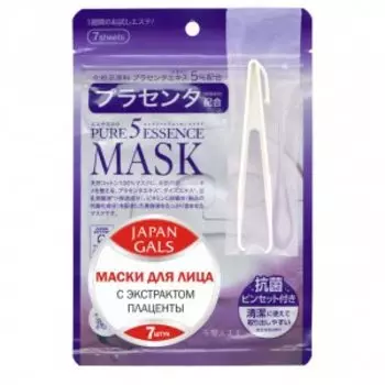 Маска с плацентой Pure5 Essence, 7 шт, JAPAN GALS