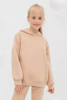 Толстовка с капюшоном для девочки для девочек CROCKID, КР 302181, цвет - бежевый