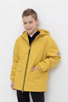 Удлиненная утепленная куртка для мальчика для мальчиков CROCKID, ВК 30142/2 ГР, цвет - желтый