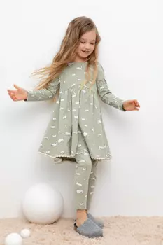 Платье для девочек CROCKID, КР 5836, цвет - хаки