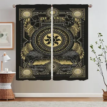 Magic the Gathering Kitchen Curtains Blackout Curtains for Window Chiffon Curtain Tiebacks Curls Blinds Cabinets for Living Room W50xH70cmx2pcs-CL