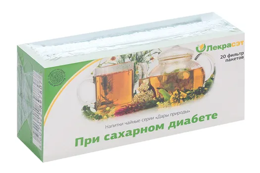 Чайный напиток Дары природы Лекрасэт При сахарном диабете, 1,5 г, 20 шт, фильтр-пакет