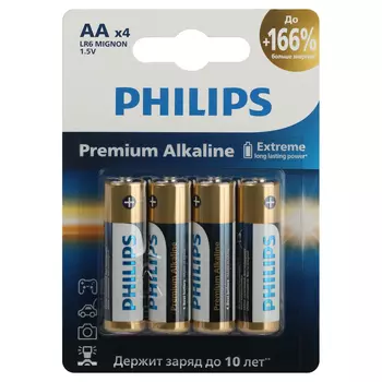 Батарейка Philips Premium АА пальчиковая LR6 1,5 В (4 шт.) (Б0062753)