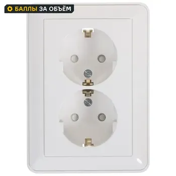Розетка двойная встраиваемая Systeme Electric W59 с заземлением со шторками цвет белый