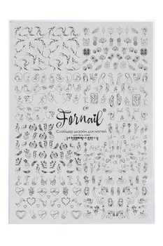 Слайдер FORNAIL д/дизайна ногтей/гель лака любовь/цветы черный