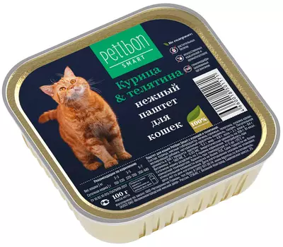 Petibon Smart для кошек паштет с курицей и телятиной (100 гр х 24 шт)