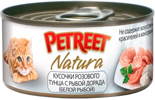 Petreet Natura для взрослых кошек с тунцом и дорада (70 гр х 12 шт)