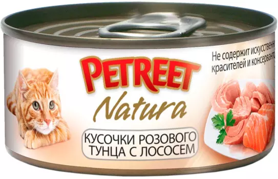 Petreet Natura для взрослых кошек с тунцом и лососем (70 гр х 12 шт)