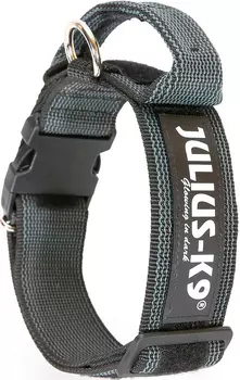 Ошейник для собак Julius-K9 Color &amp; Gray с закрытой ручкой черно-серый 40 мм 38 – 53 см (1 шт)