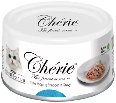 Pettric Cherie Adult Cat Hairball Control Tuna &amp; Snapper для взрослых кошек для вывода шерсти с тунцом и люцианом в подливе (80 гр х 24 шт)