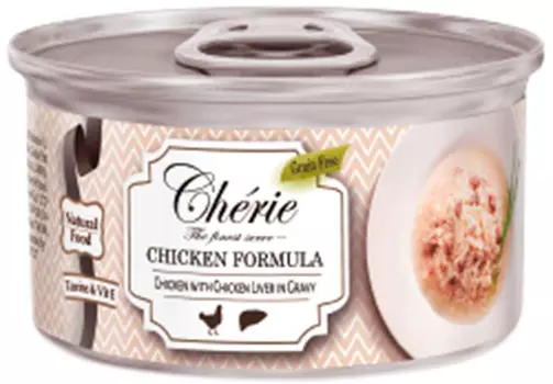 Pettric Cherie Grain Free беззерновые для взрослых кошек с рубленой курицей и куриной печенью в подливе (80 гр х 24 шт)