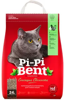 Pi-pi Bent сенсация свежести – Пи-Пи-Бент наполнитель комкующийся для туалета кошек с ароматом трав и цветов (10 + 2 кг)