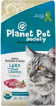 Planet Pet Indoor &amp; Sterilized Lamb для кастрированных котов и стерилизованных кошек живущих дома с ягненком и курицей (7 кг)