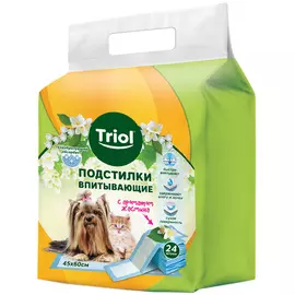 Подстилки впитывающие для животных с ароматом жасмина Triol 45 х 60 см (6 шт)
