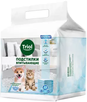 Подстилки впитывающие для животных Triol 45 х 60 см (24 шт)
