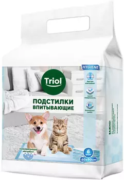 Подстилки впитывающие для животных Triol 60 х 90 см (6 шт)