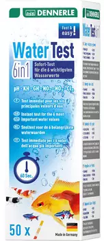 Полоски для экспресс тестов аквариумной воды Dennerle Water Test 6 in 1 pH/kH/Gh/NO2/NO3/Cl уп. 50 шт (1 шт)