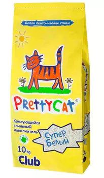 Pretty Cat супер белый наполнитель комкующийся для туалета кошек (10 кг)