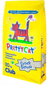Pretty Cat супер белый наполнитель комкующийся для туалета кошек с ароматом лаванды (20 + 20 кг)