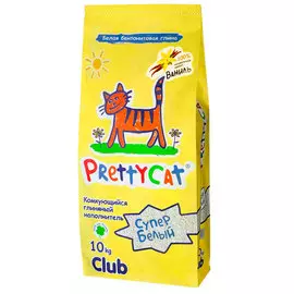 Pretty Cat супер белый наполнитель комкующийся для туалета кошек с ароматом ванили (10 кг)