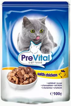 Prevital Classic для взрослых кошек с курицей в соусе (100 гр х 24 шт)