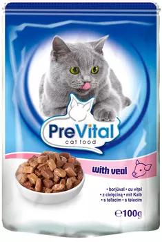 Prevital Classic для взрослых кошек с телятиной в соусе (100 гр х 24 шт)