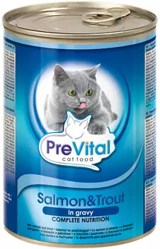 Prevital для взрослых кошек с лососем и форелью в соусе (415 гр х 12 шт)