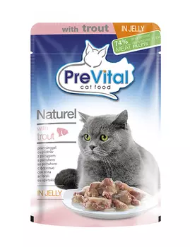 Prevital Naturel для взрослых кошек с форелью в желе (85 гр)