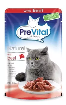 Prevital Naturel для взрослых кошек с говядиной в соусе (85 гр х 28 шт)