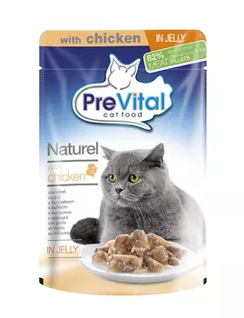 Prevital Naturel для взрослых кошек с курицей в желе (85 гр х 28 шт)