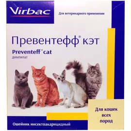 превентефф кэт ошейник для кошек против клещей, блох, вшей и власоедов 35 см (1 шт)