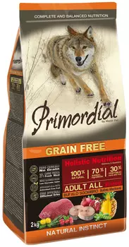 Primordial Adult All Breed беззерновой для взрослых собак всех пород с буйволом и макрелью (12 + 12 кг)