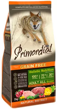 Primordial Adult All Breed беззерновой для взрослых собак всех пород с олениной и индейкой (12 + 12 кг)