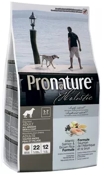 Pronature Holistic Dog Adult All Breeds Skin &amp; Coat для взрослых собак всех пород при аллергии с лососем и рисом (13,6 кг)