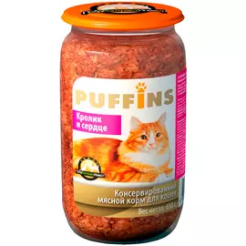 Puffins для взрослых кошек с кроликом и сердцем (650 гр х 8 шт)