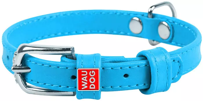 Ошейник кожаный для собак без украшений синий 12 мм 21 – 29 см Collar WauDog Glamour (1 шт)